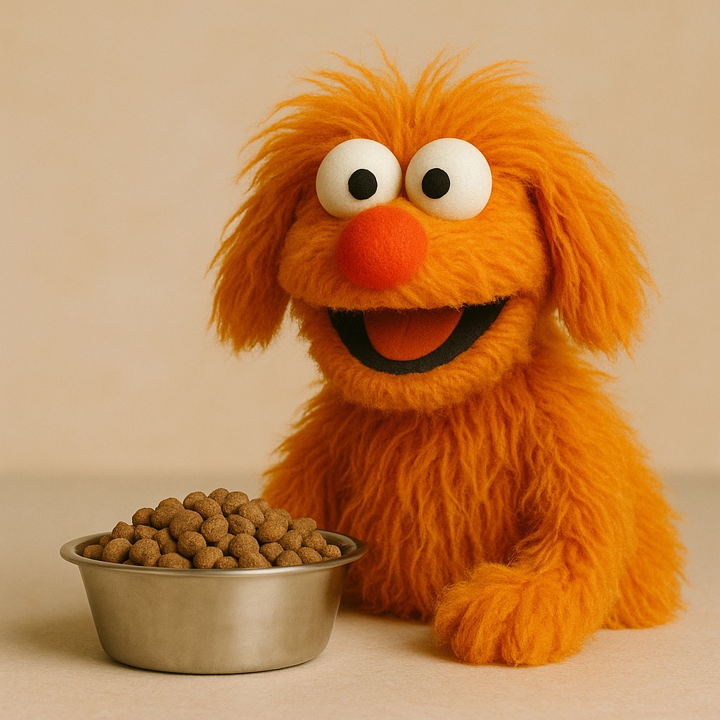 Dog with healthy portion of food